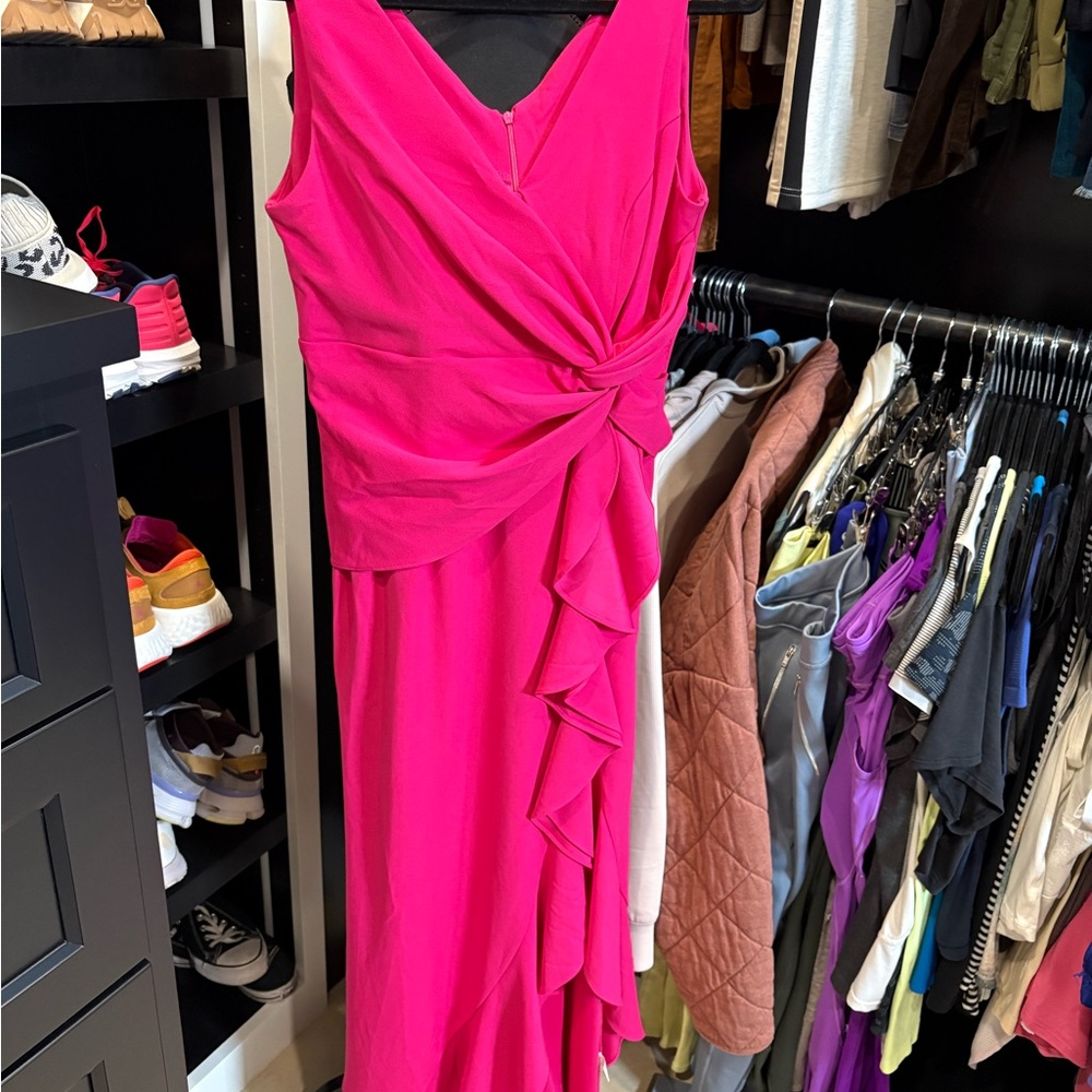 Women's Hot Pink High-Low Ruffle Dress